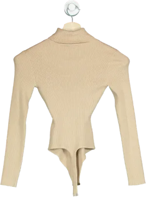Abercrombie & Fitch Beige Ribbed Turtle Neck Long Sleeve Top XS