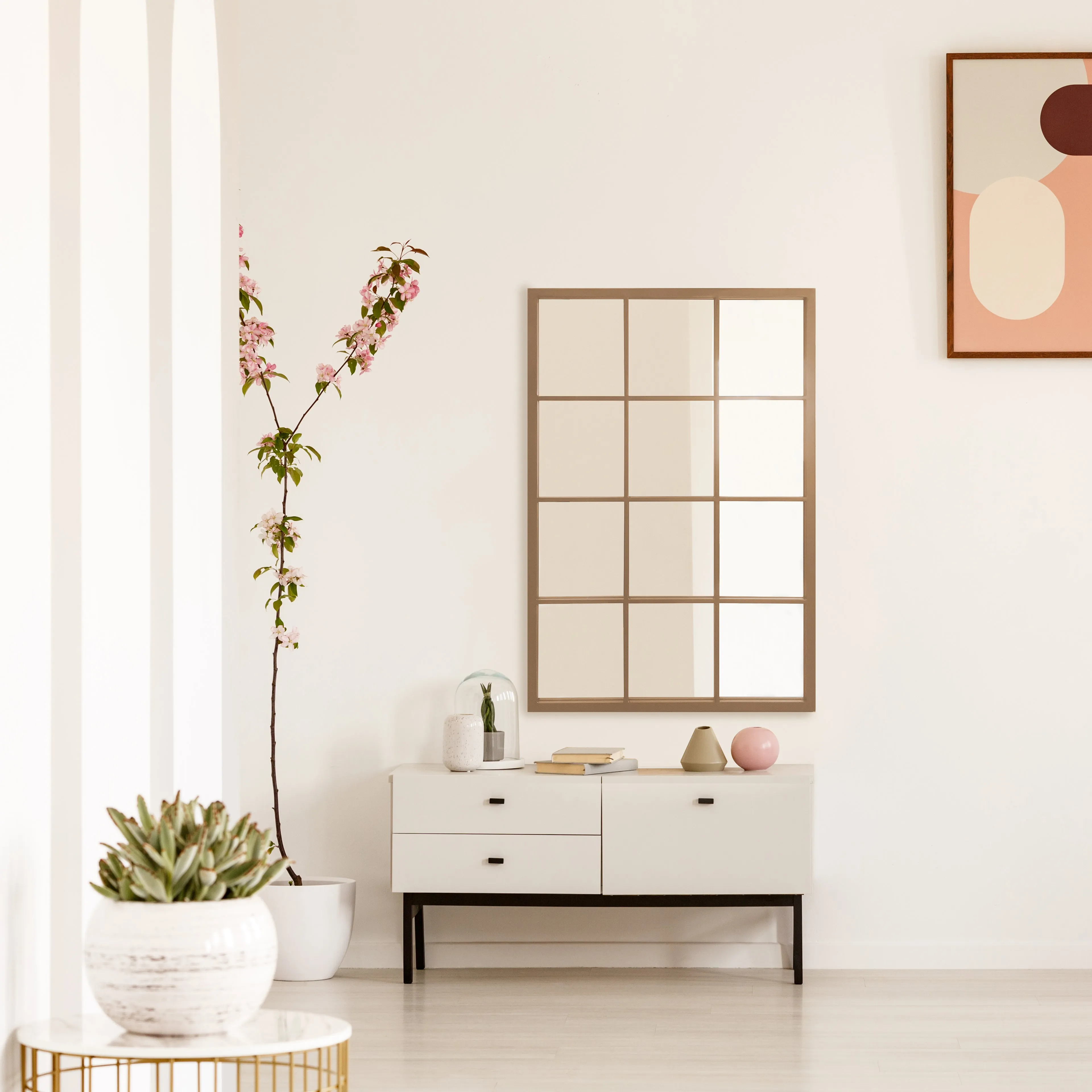 Acton Gold Industrial Window Panelled Mirror 90 x 60cm