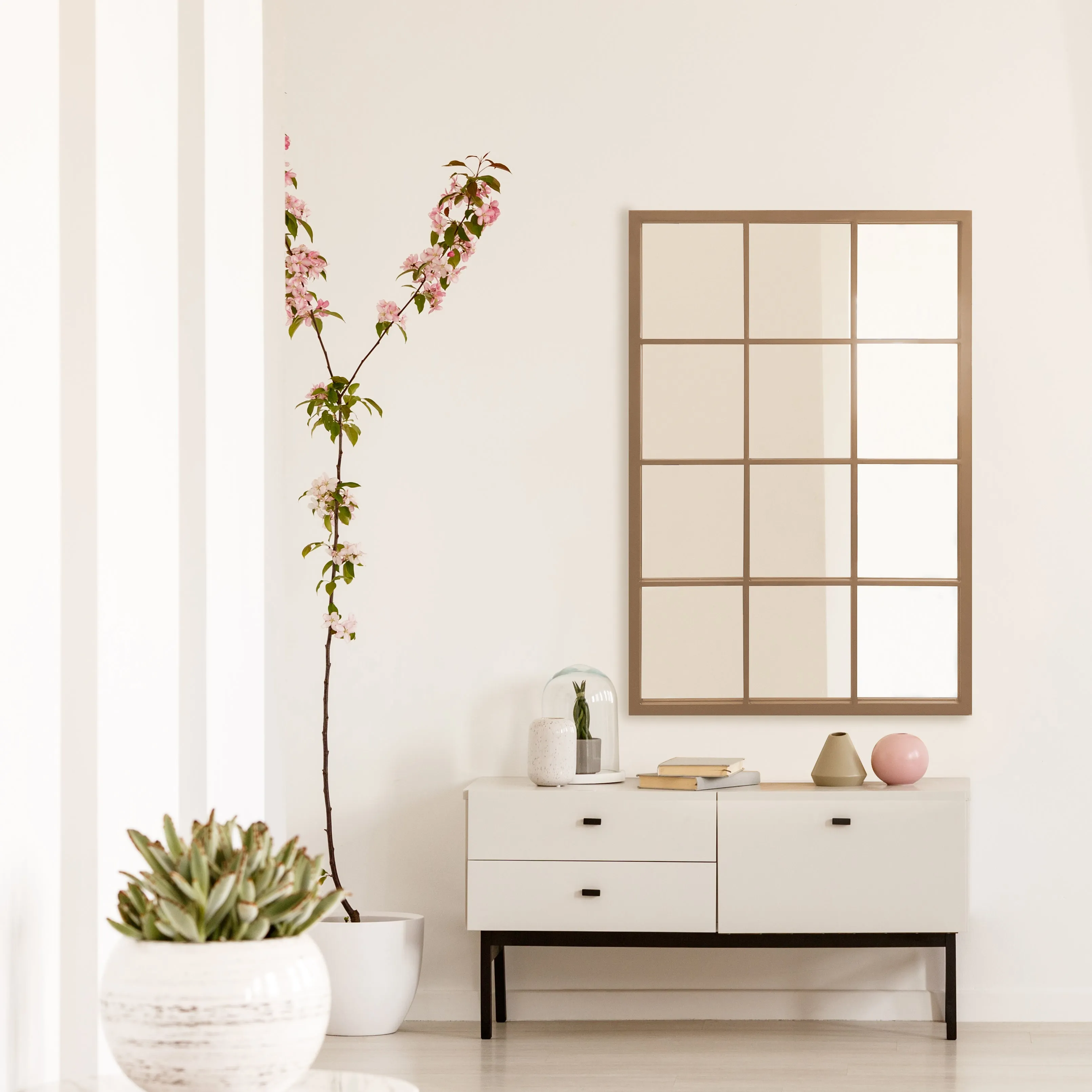Acton Gold Industrial Window Panelled Mirror 90 x 60cm