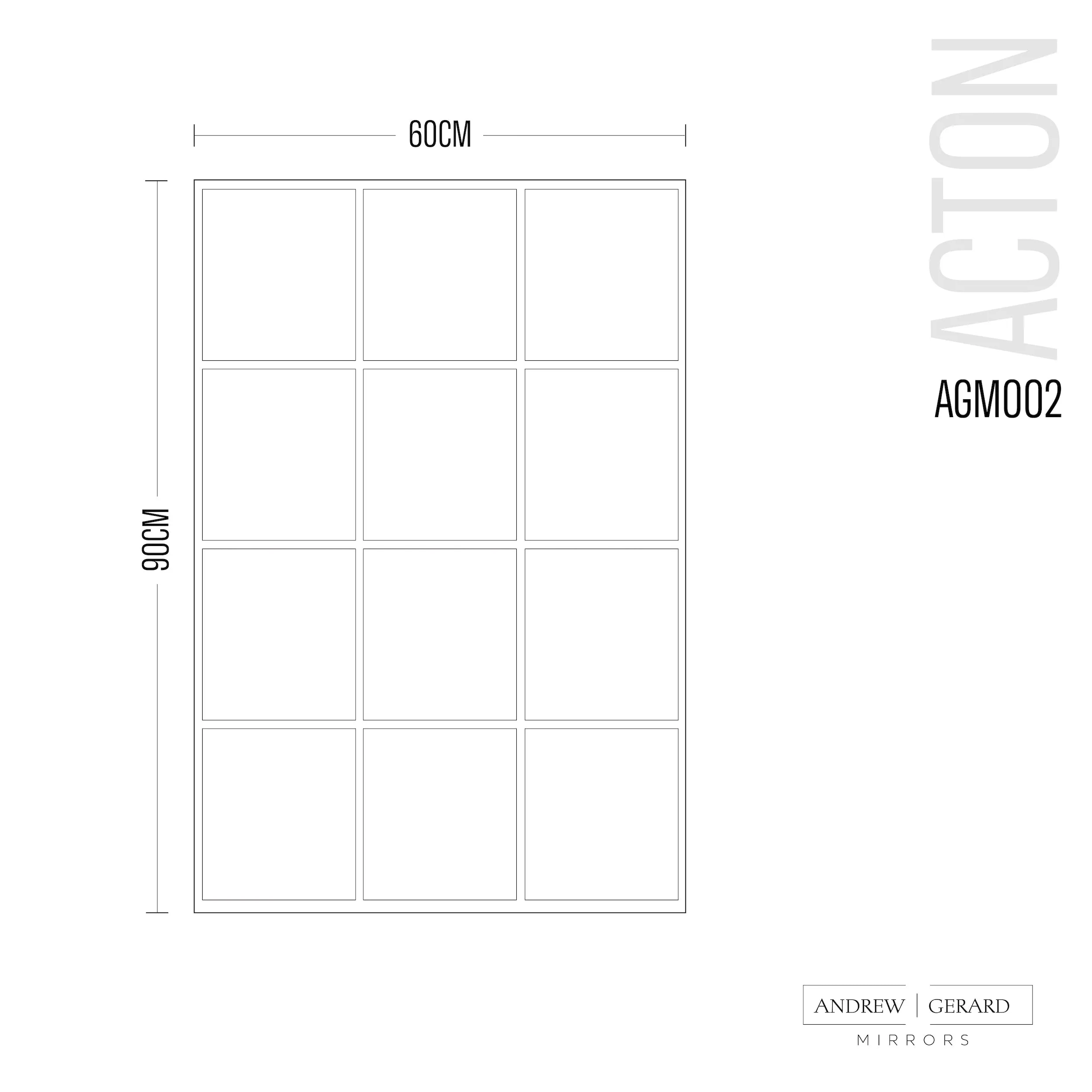 Acton Gold Industrial Window Panelled Mirror 90 x 60cm
