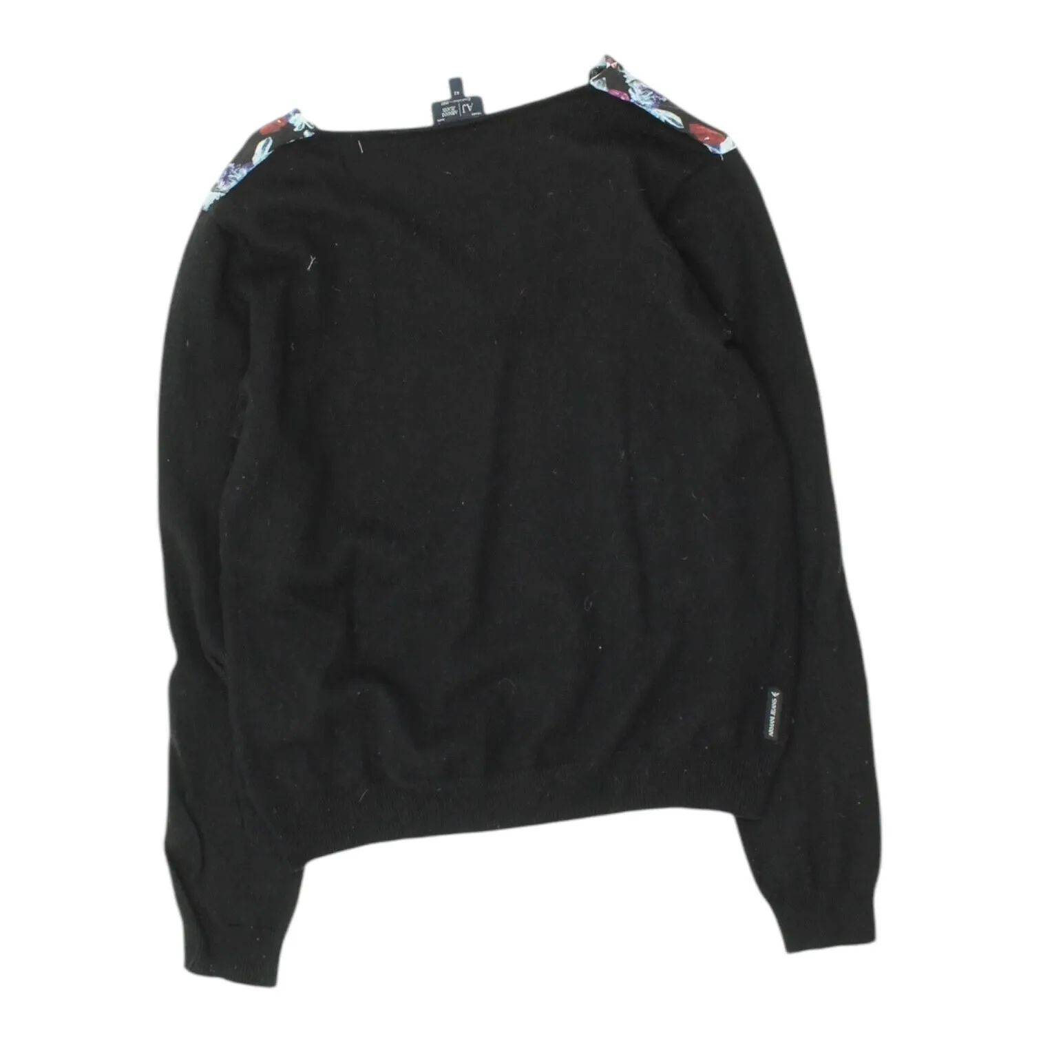 AJ Armani Jeans Womens Black Top | Vintage High End Crystal Print Designer VTG