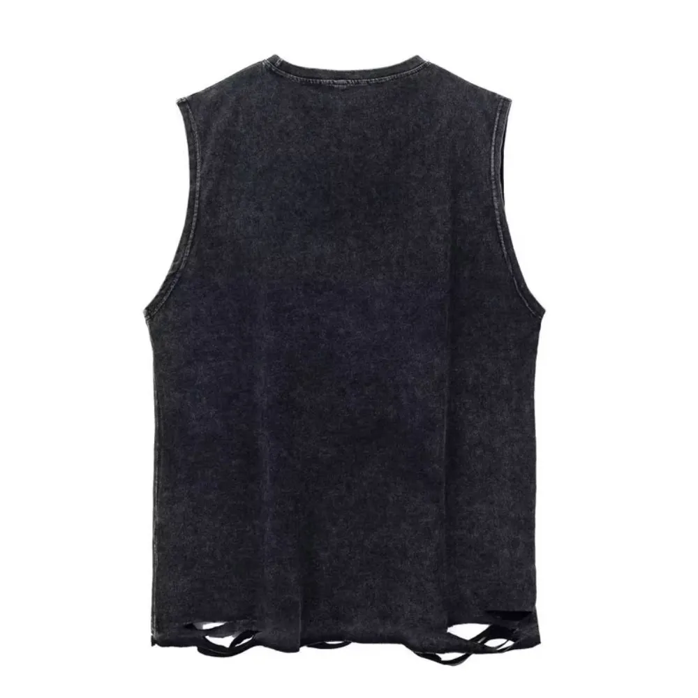 Alphabet Washed Casual Vest