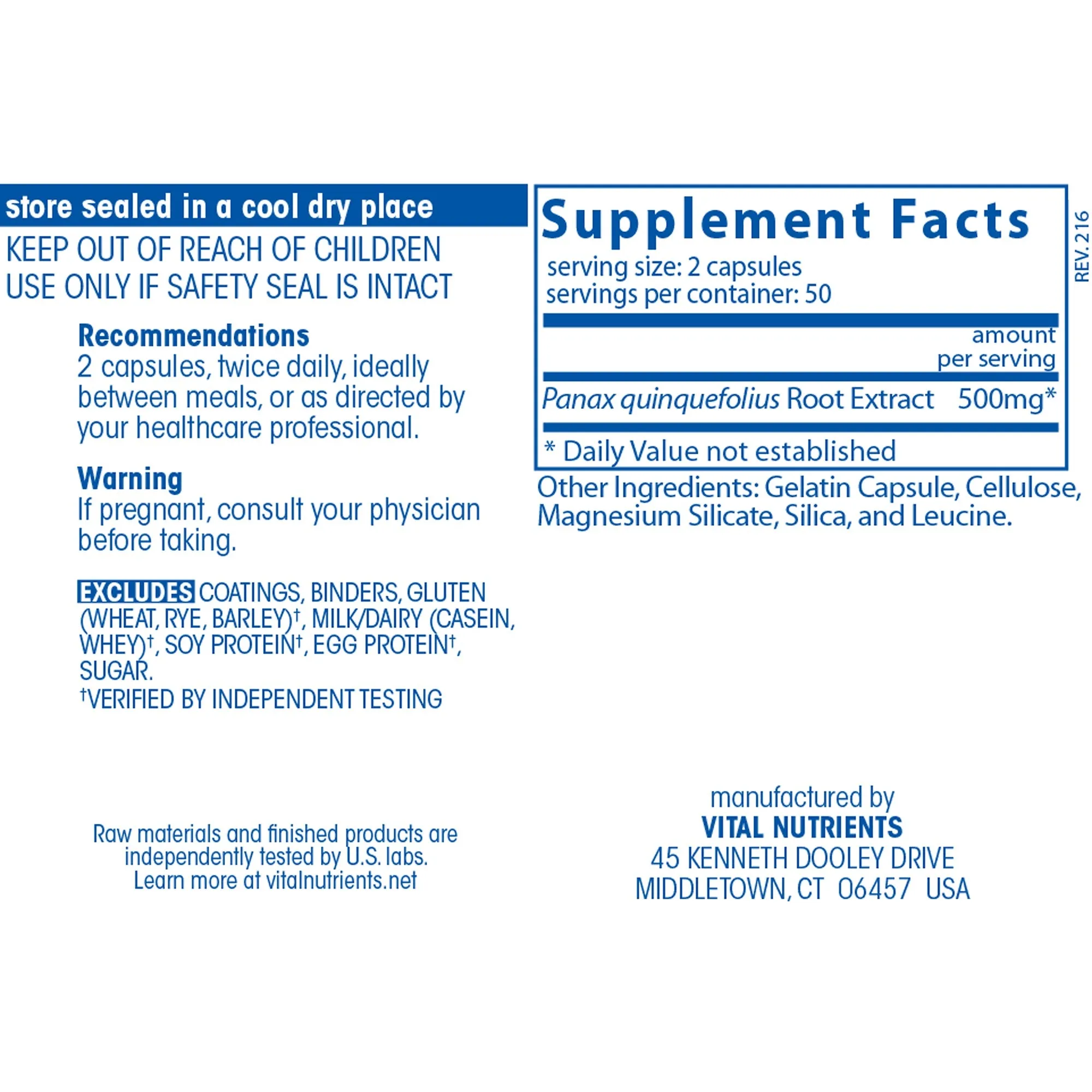 American Ginseng 250mg