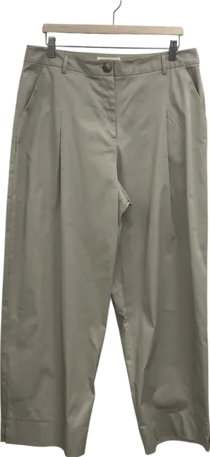 Anthropologie Beige Organic Cotton Wide Leg Trousers UK 16