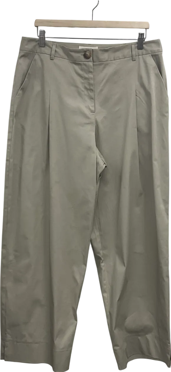 Anthropologie Beige Organic Cotton Wide Leg Trousers UK 16