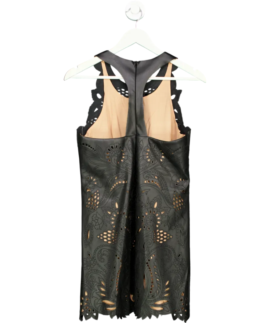 Anthropologie Black Sleeveless Faux Leather Cutout Mini Dress UK XS