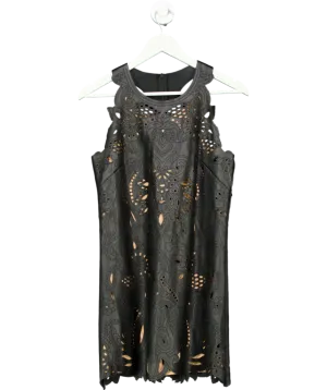 Anthropologie Black Sleeveless Faux Leather Cutout Mini Dress UK XS