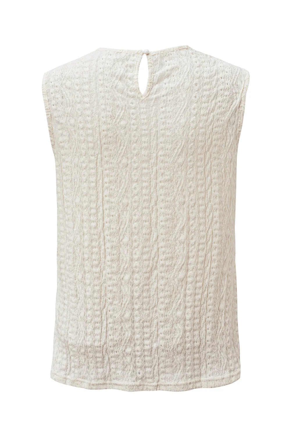 Apricot Guipure Lace Crochet Keyhole Back Tank Top