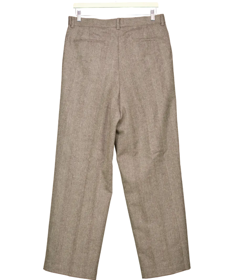 ASOS Brown Smart Wide Leg Pleated Wool Mix Trousers W32