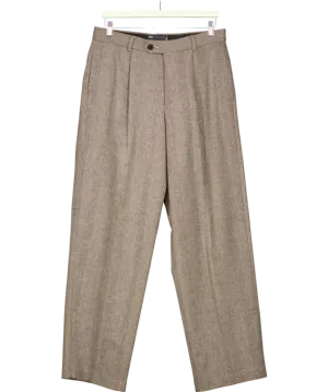 ASOS Brown Smart Wide Leg Pleated Wool Mix Trousers W32