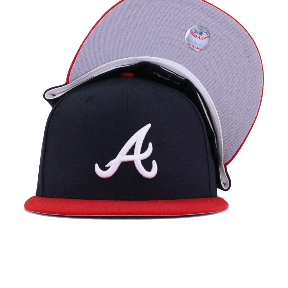Atlanta Braves Navy Scarlet Cooperstown AC New Era 59Fifty Fitted