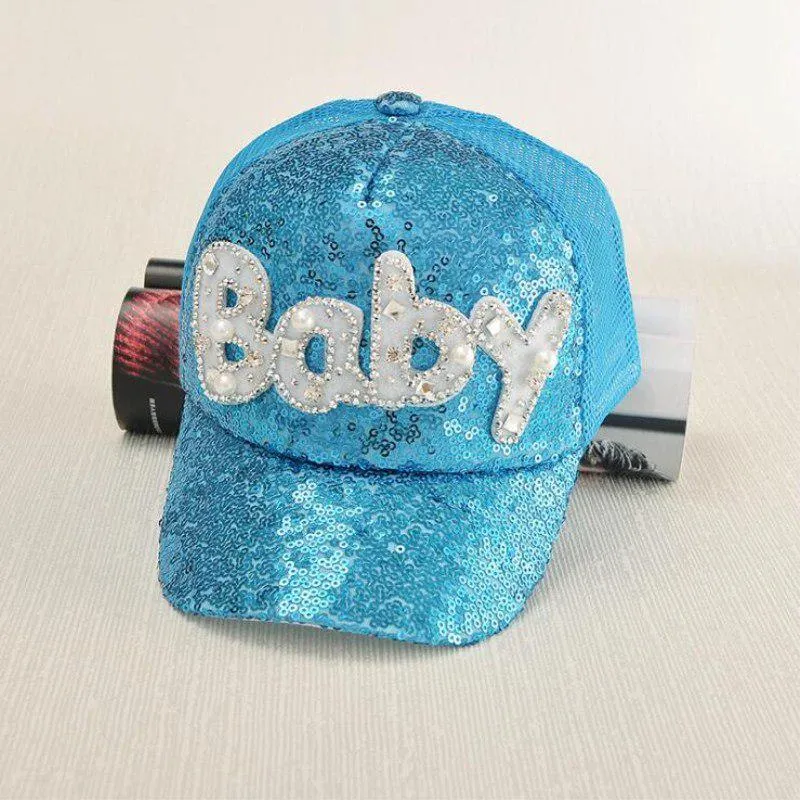 Baby Children Sun Hat Summer Baby Baseball Letter Baby Sequined Cap Baby Boy Girls Children Sun Hat