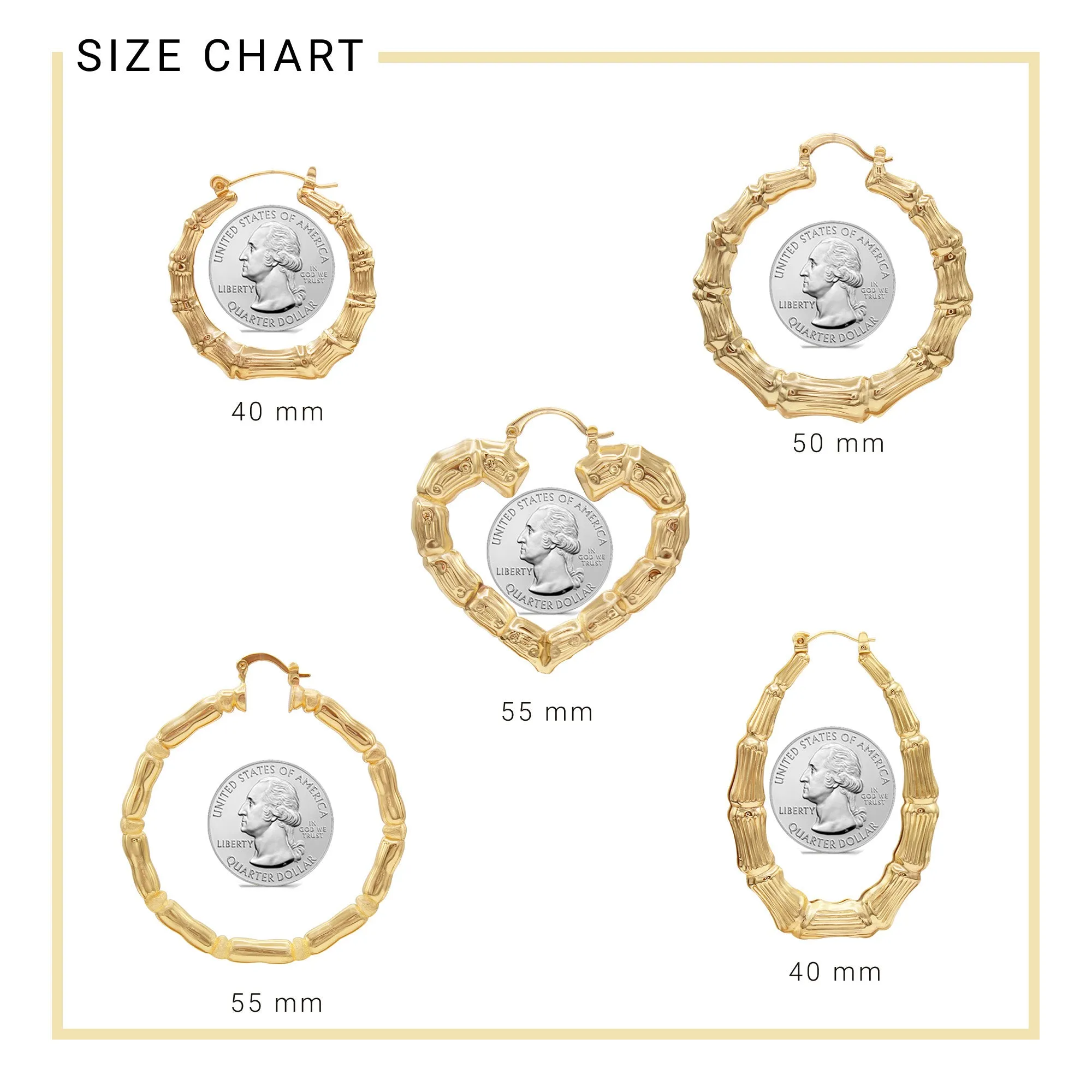 Bamboo Hoop Earrings 14K Gold Plated Women Jewelry 50 mm