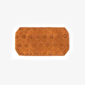 Bandeau brun en popeline avec broderie anglaise, bébé || Brown headband in poplin with english embroidery, baby