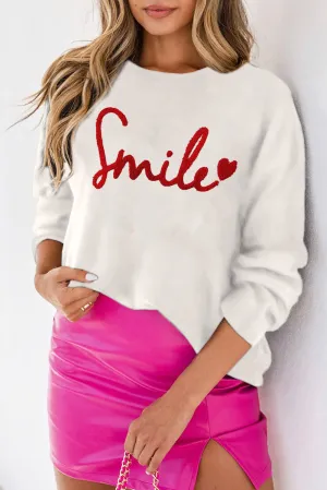 Beige Holly Jolly Round Neck Casual Sweater