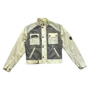 Belstaff Womens Reflective Jacket | Vintage High End Designer Biker Beige VTG