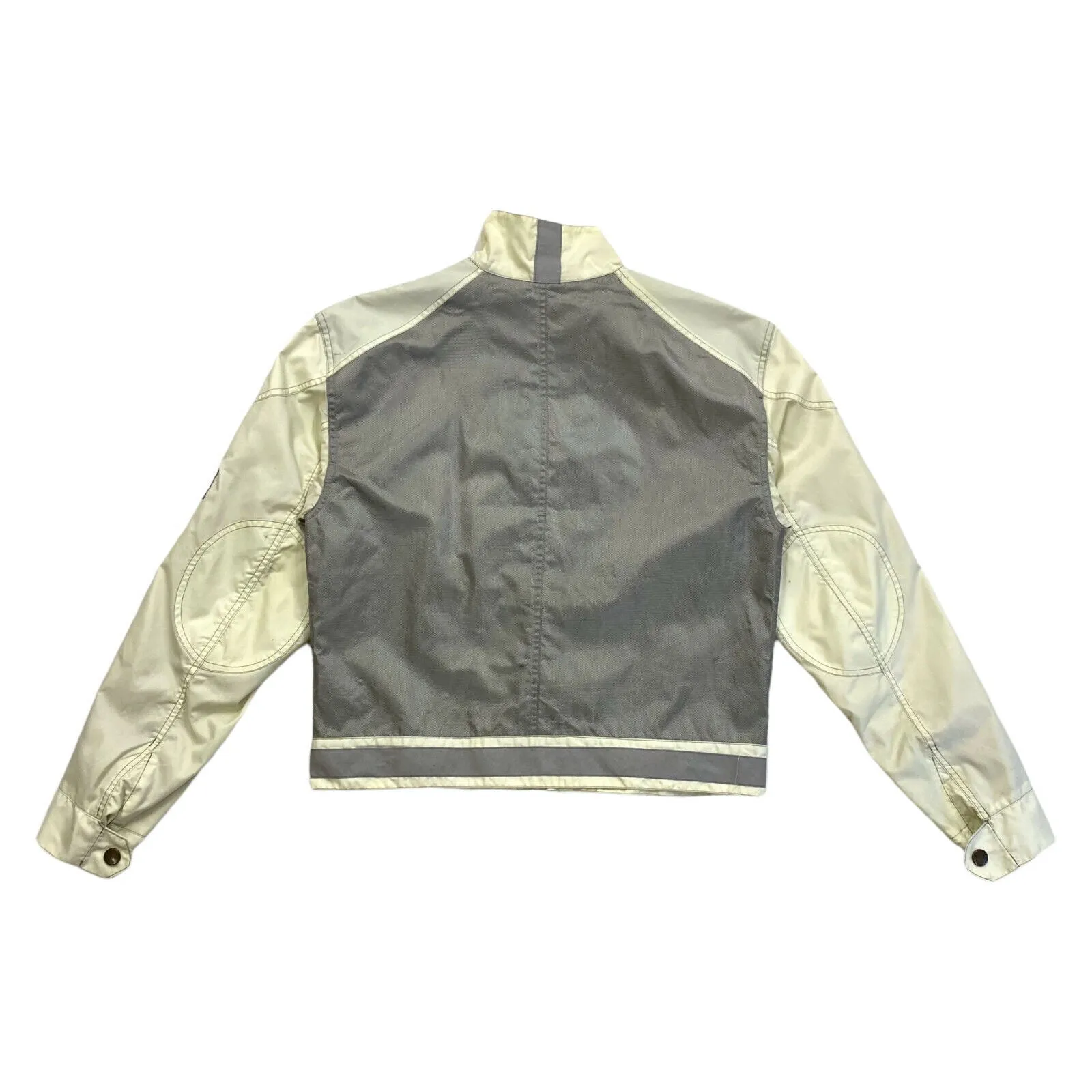 Belstaff Womens Reflective Jacket | Vintage High End Designer Biker Beige VTG