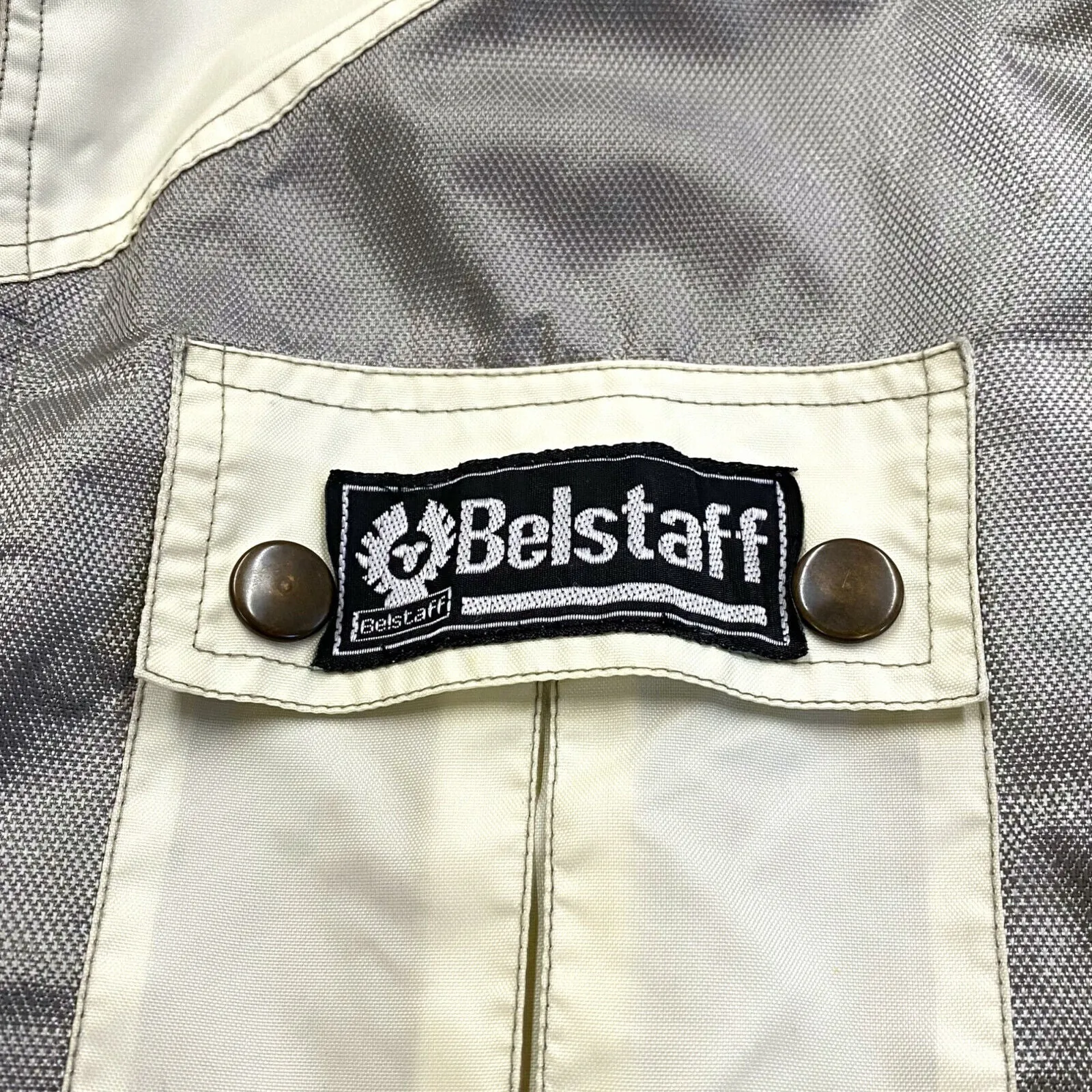 Belstaff Womens Reflective Jacket | Vintage High End Designer Biker Beige VTG