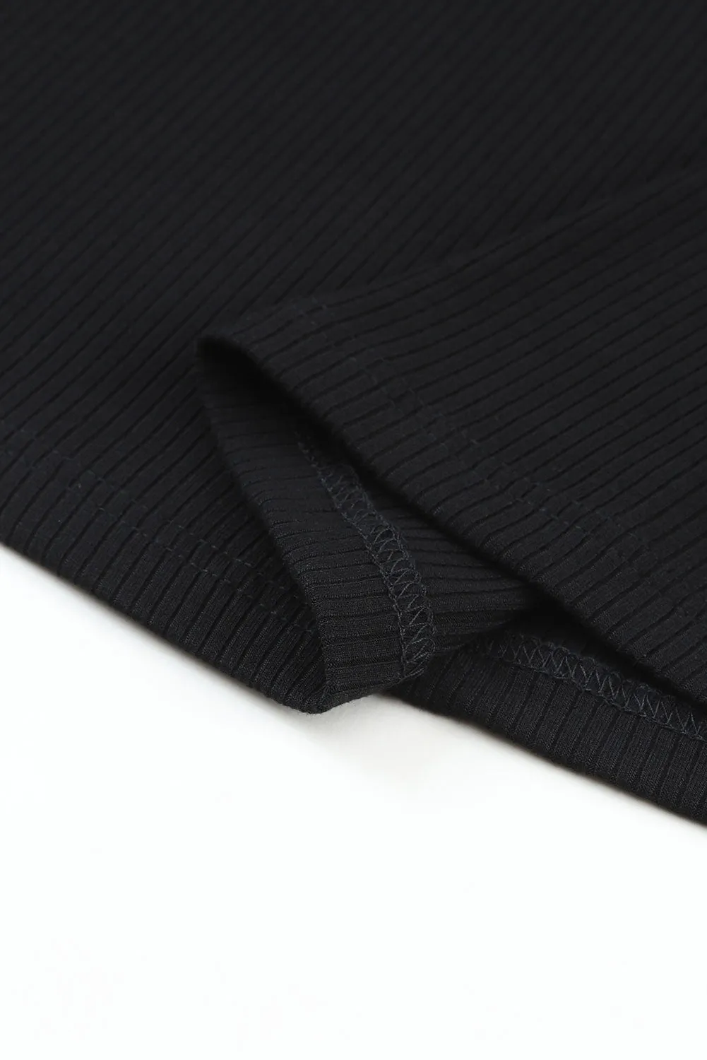 Black Striped Sheer Mesh Long Sleeve Crewneck Top