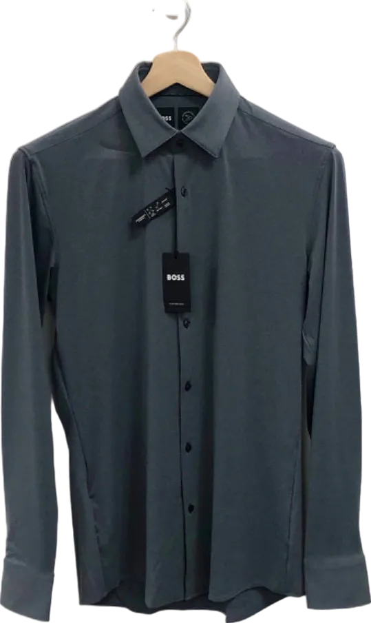 BOSS Grey Slim Fit Performance Shirt UK S/M