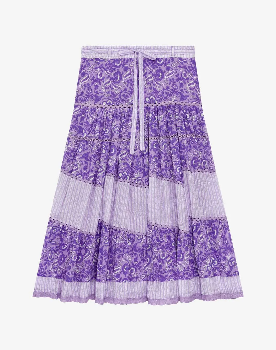 Brora Purple Patchwork Maxi Skirt UK 12
