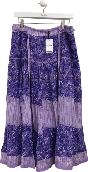 Brora Purple Patchwork Maxi Skirt UK 12