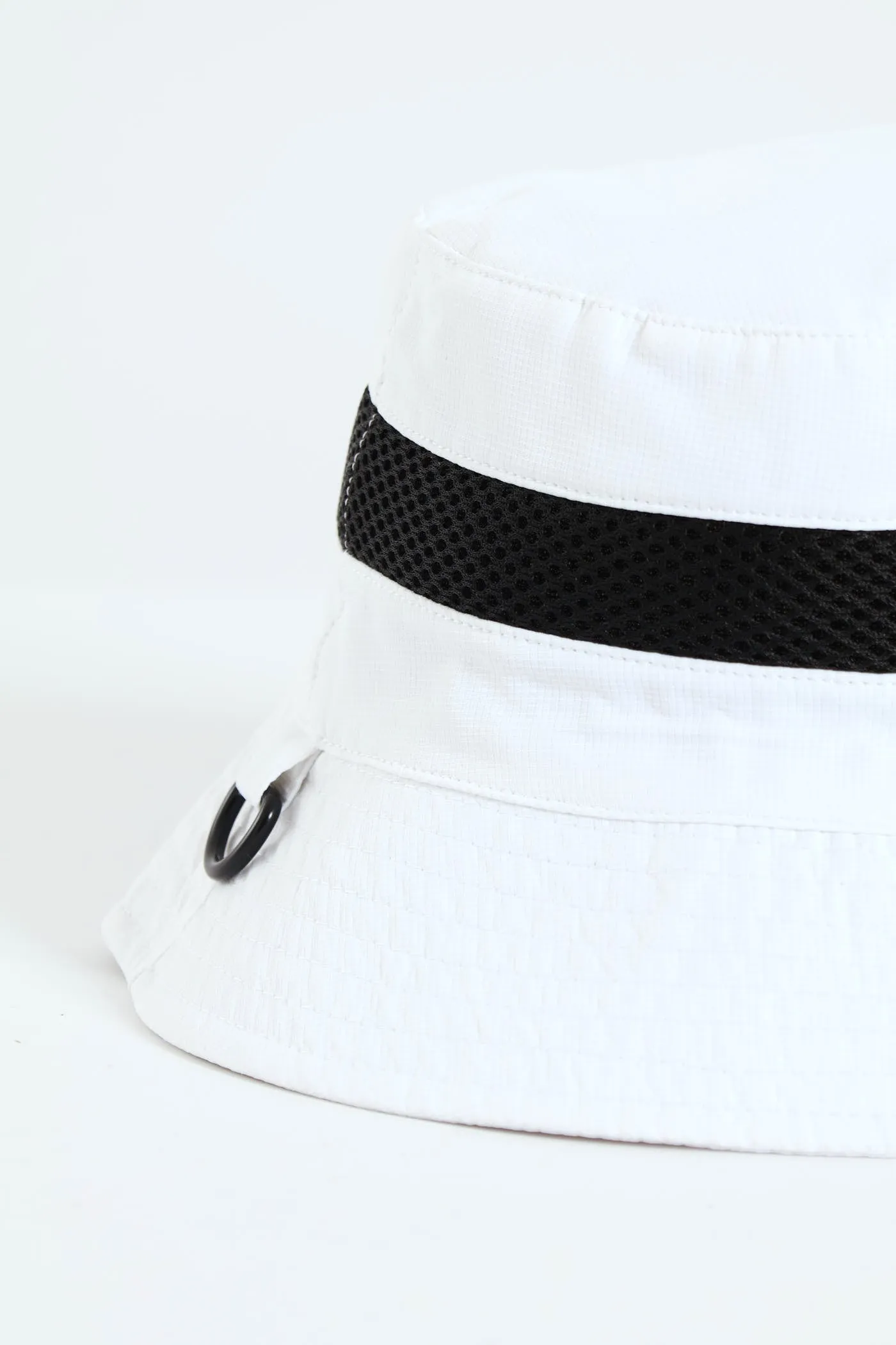 Bucket Hat With D-Ring - White
