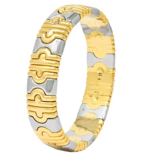 Bulgari 18 Karat Gold Stainless Steel Parentesi Bangle Bracelet