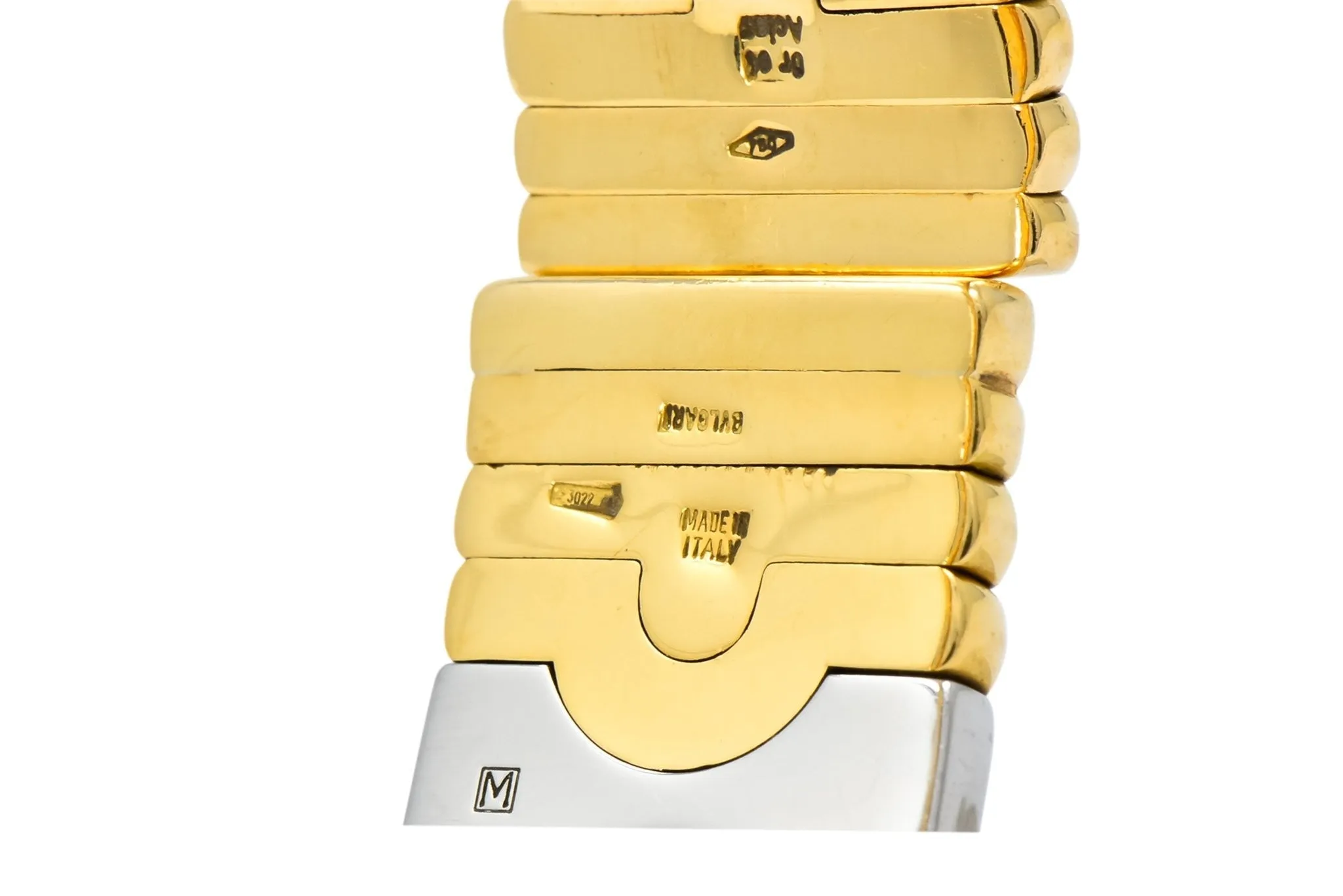Bulgari 18 Karat Gold Stainless Steel Parentesi Bangle Bracelet