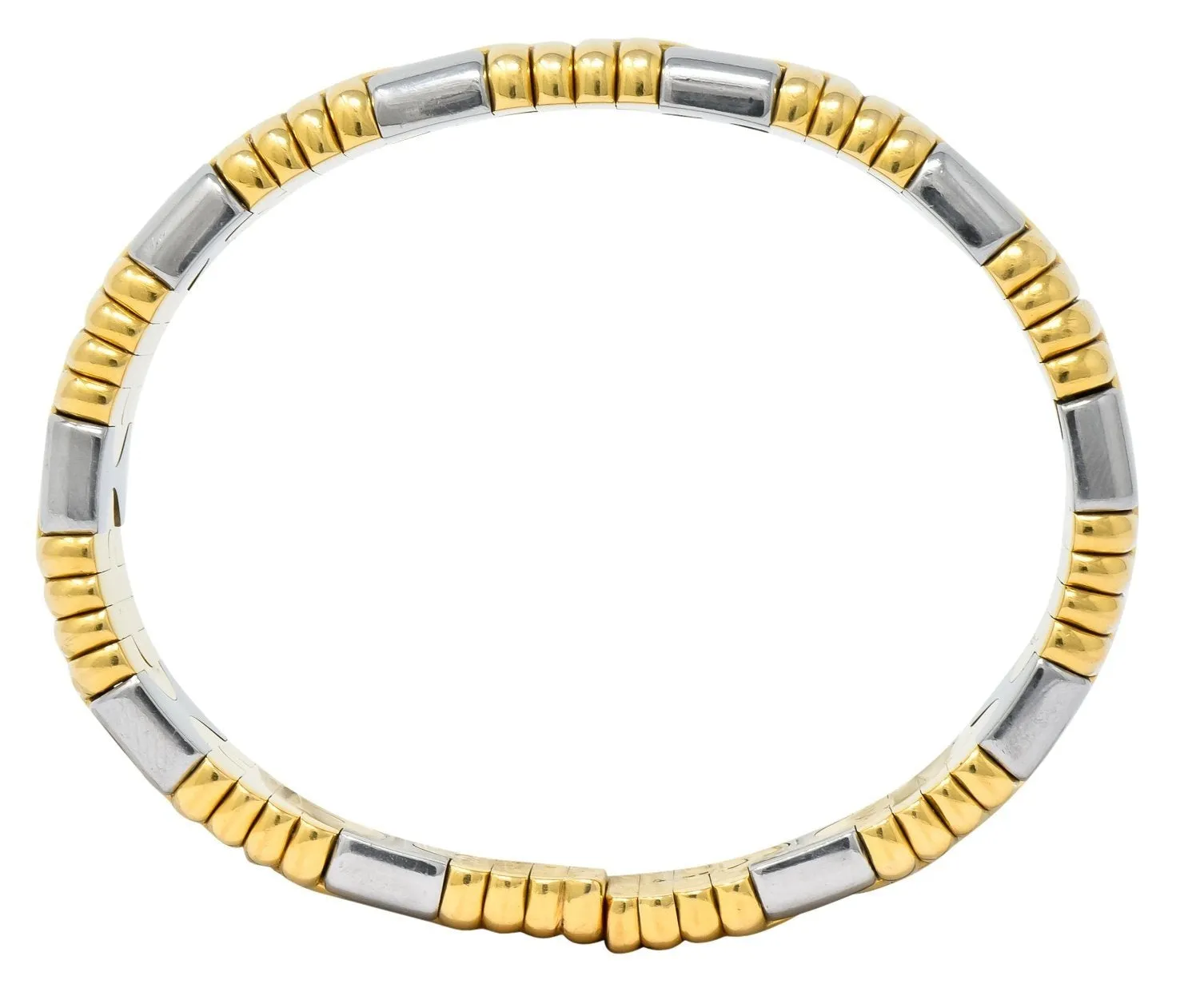 Bulgari 18 Karat Gold Stainless Steel Parentesi Bangle Bracelet
