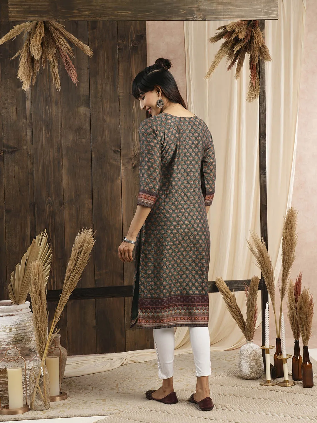 Buy Green Muslin Kurta for Women's Casual Wear Online - Zola