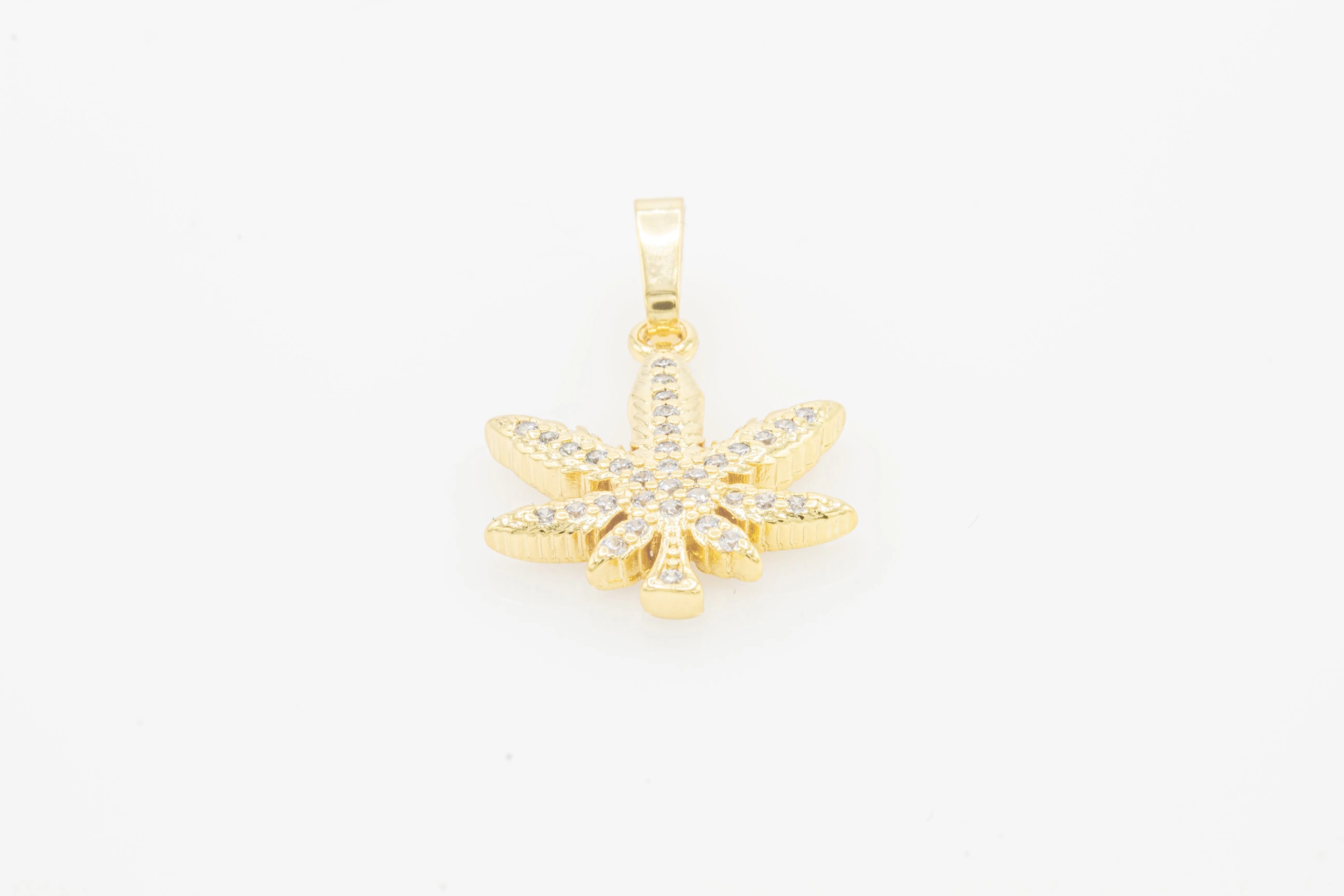 Cannabis Leaf Cubic Zirconia Pendant 14K Gold Filled Women Fashion Jewelry