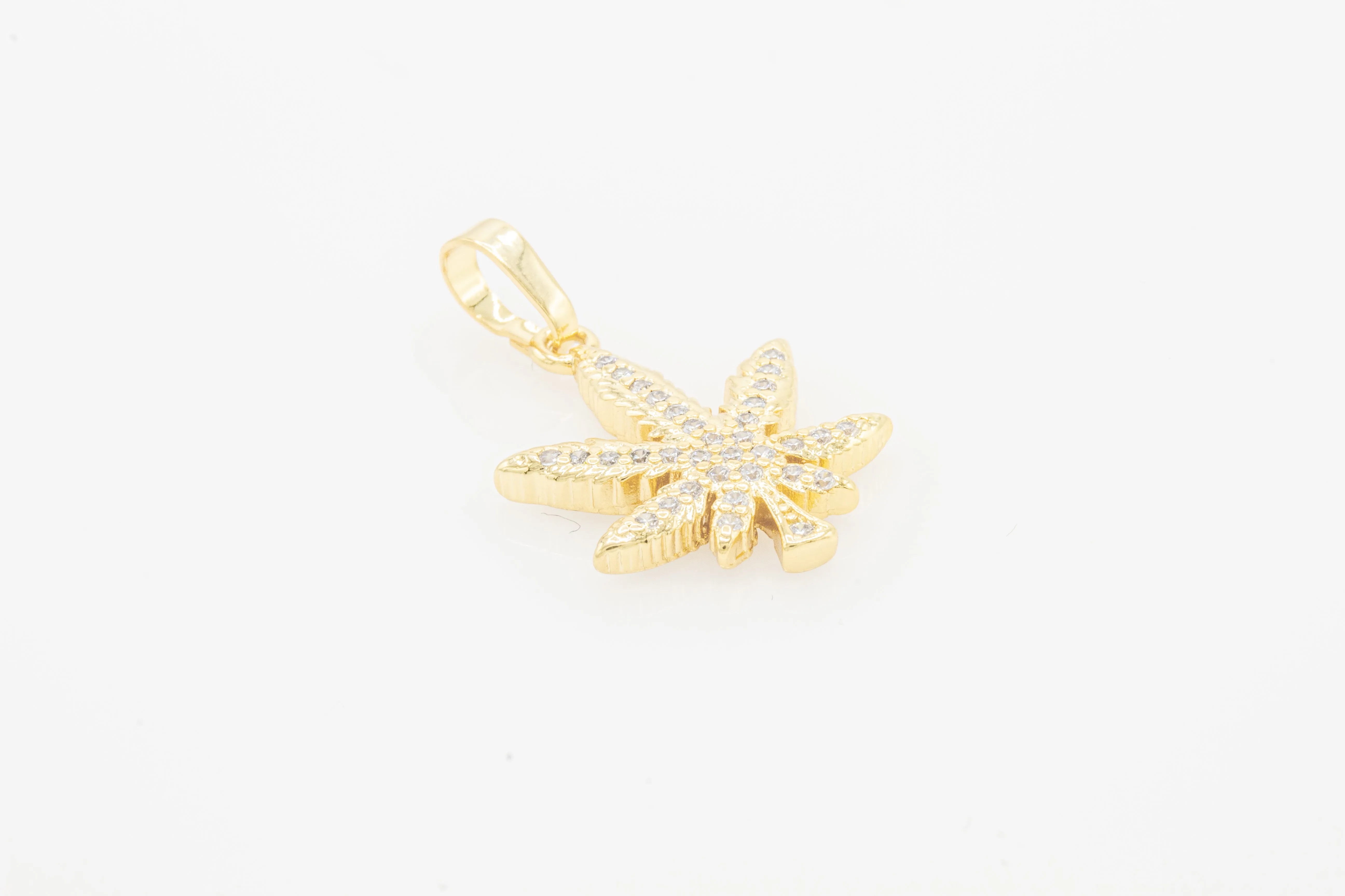 Cannabis Leaf Cubic Zirconia Pendant 14K Gold Filled Women Fashion Jewelry