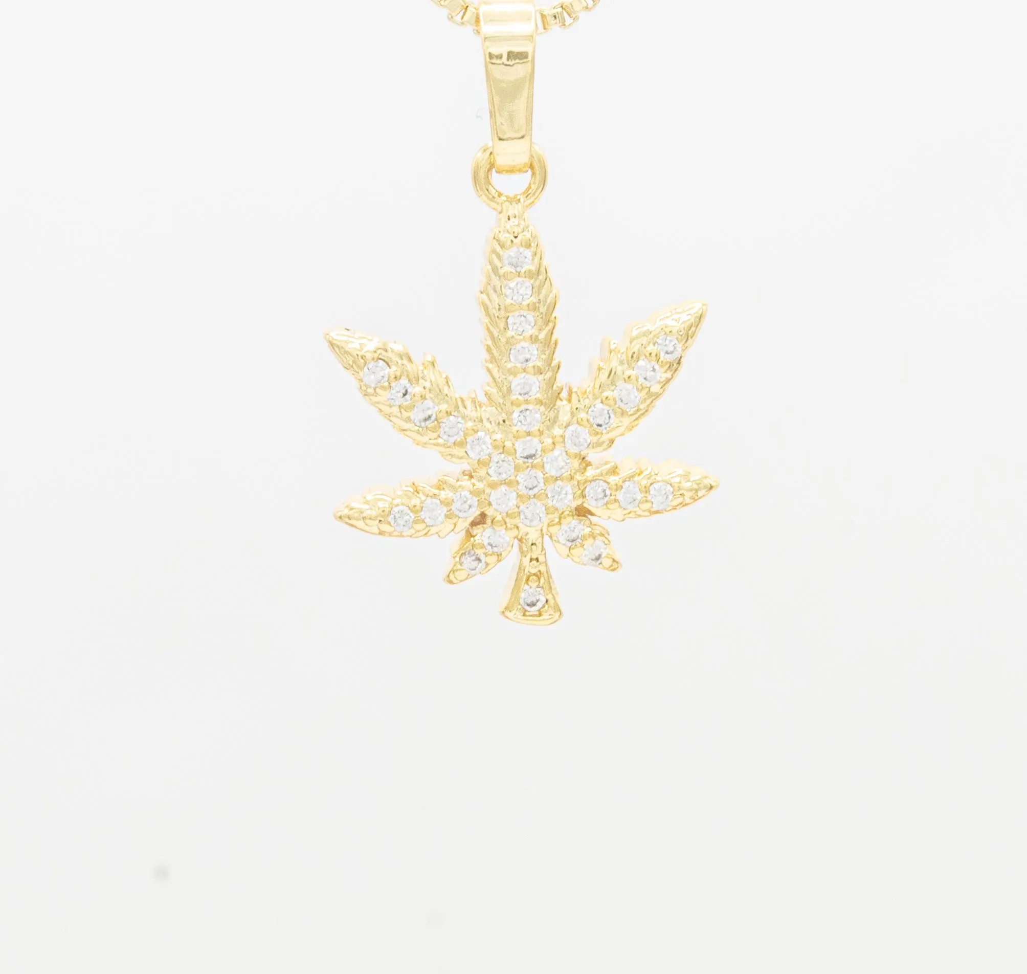 Cannabis Leaf Cubic Zirconia Pendant 14K Gold Filled Women Fashion Jewelry