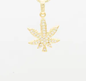 Cannabis Leaf Cubic Zirconia Pendant 14K Gold Filled Women Fashion Jewelry