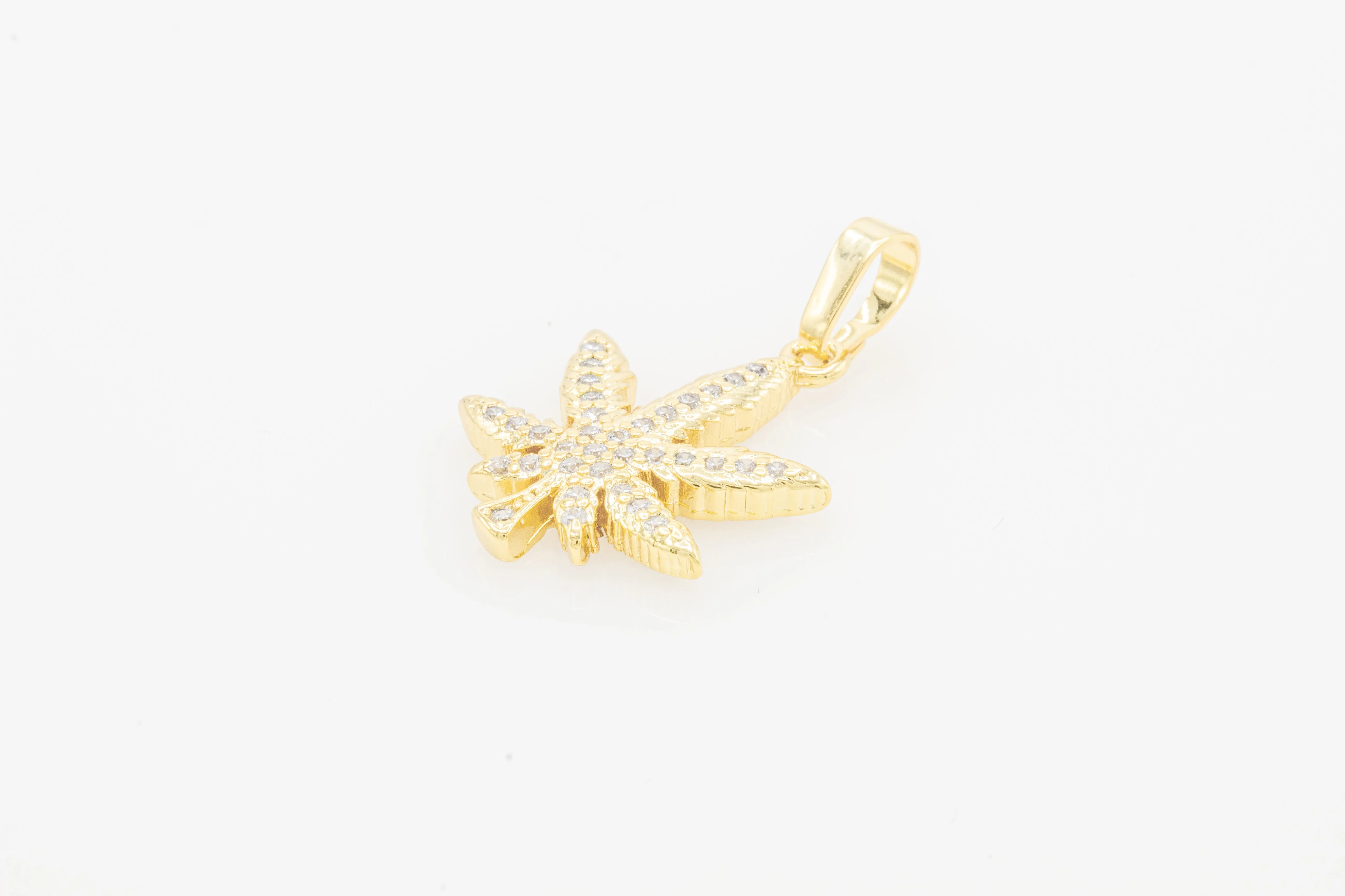 Cannabis Leaf Cubic Zirconia Pendant 14K Gold Filled Women Fashion Jewelry