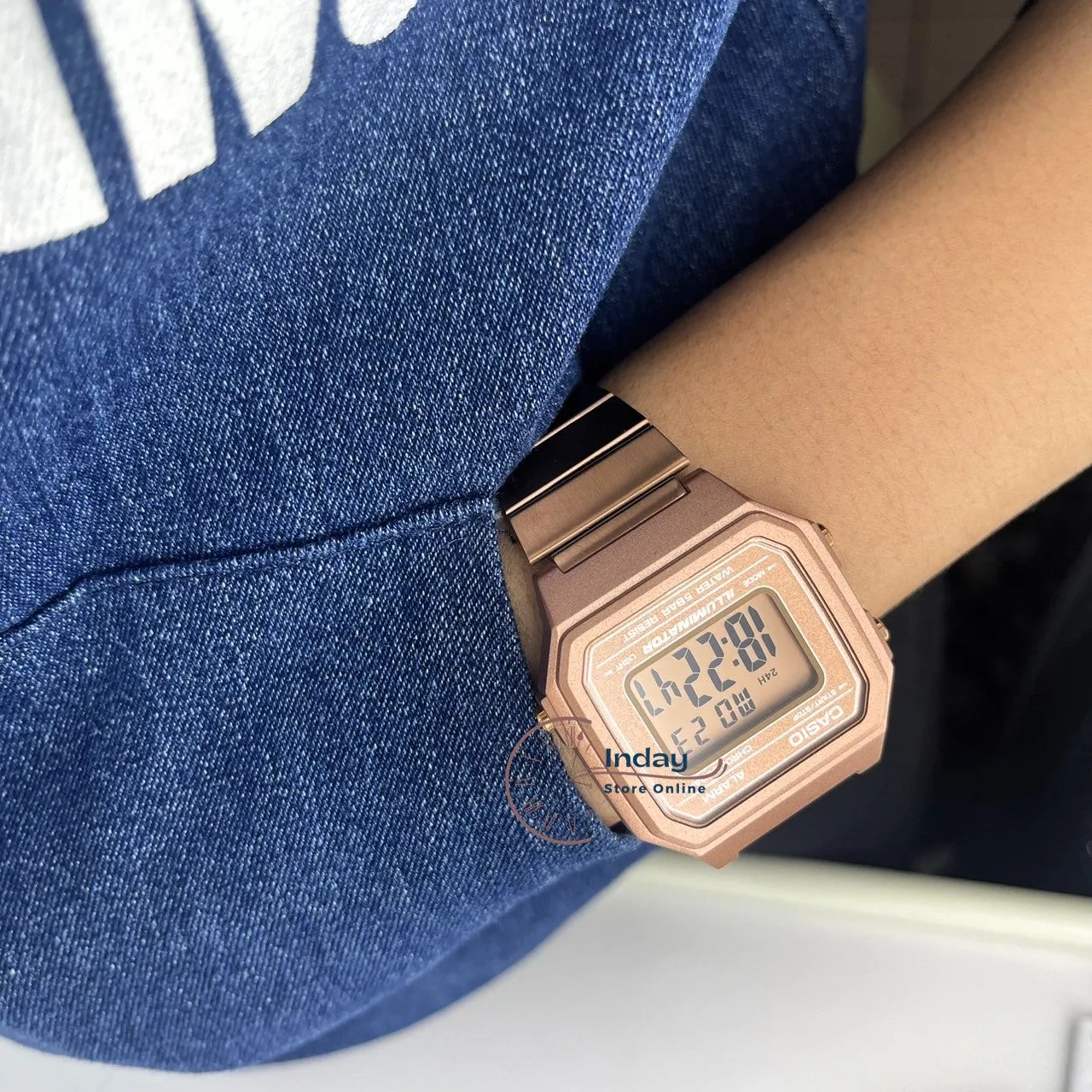 Casio Vintage Unisex Watch B650WC-5A Rose Gold Plated Stainless Steel Strap Self-adjustable Band