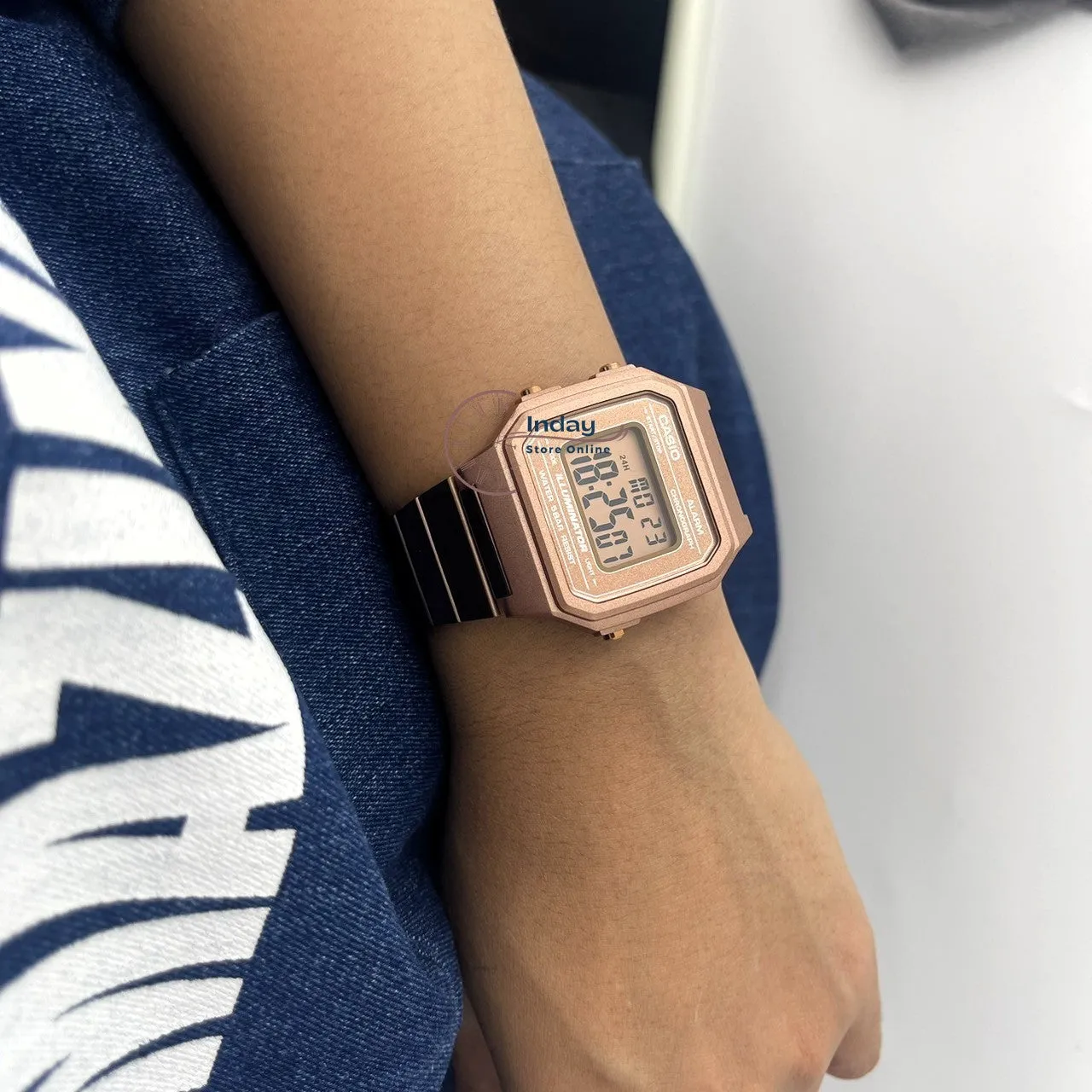 Casio Vintage Unisex Watch B650WC-5A Rose Gold Plated Stainless Steel Strap Self-adjustable Band
