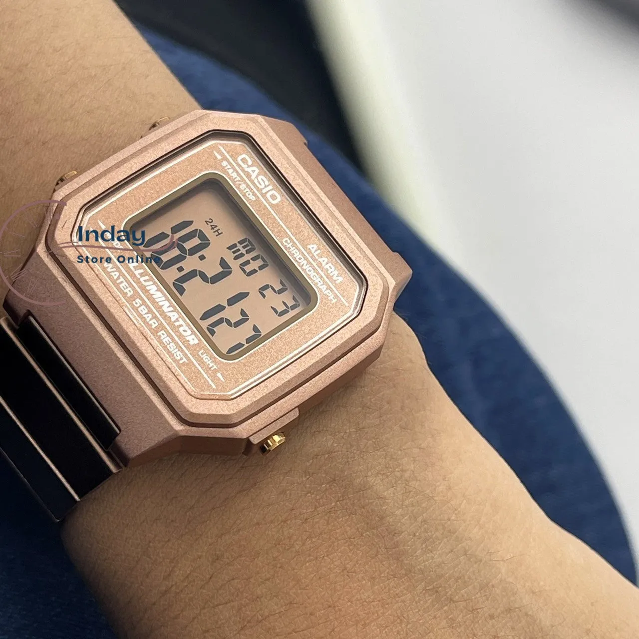 Casio Vintage Unisex Watch B650WC-5A Rose Gold Plated Stainless Steel Strap Self-adjustable Band