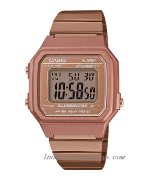 Casio Vintage Unisex Watch B650WC-5A Rose Gold Plated Stainless Steel Strap Self-adjustable Band