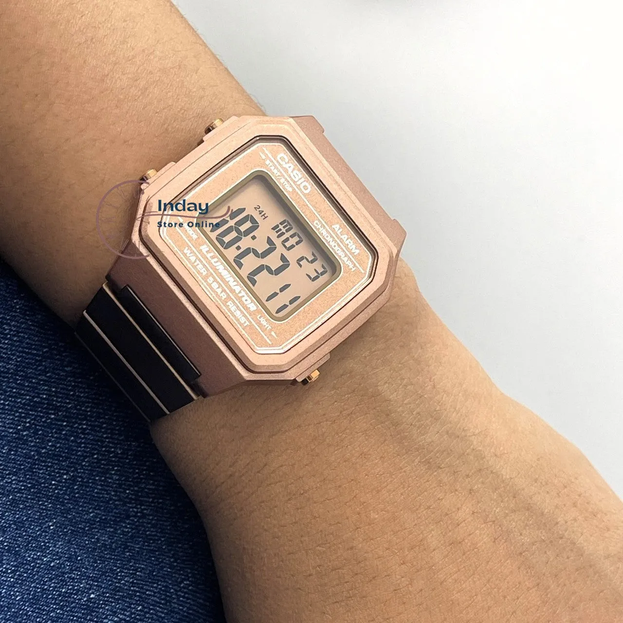 Casio Vintage Unisex Watch B650WC-5A Rose Gold Plated Stainless Steel Strap Self-adjustable Band