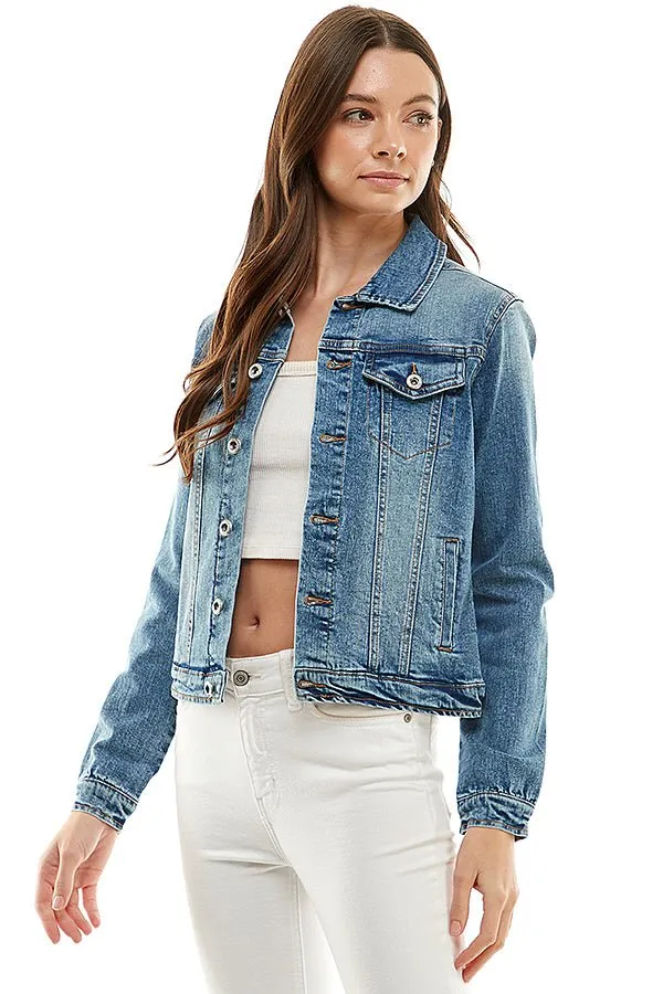 Casual Comfort Solid Denim Jacket