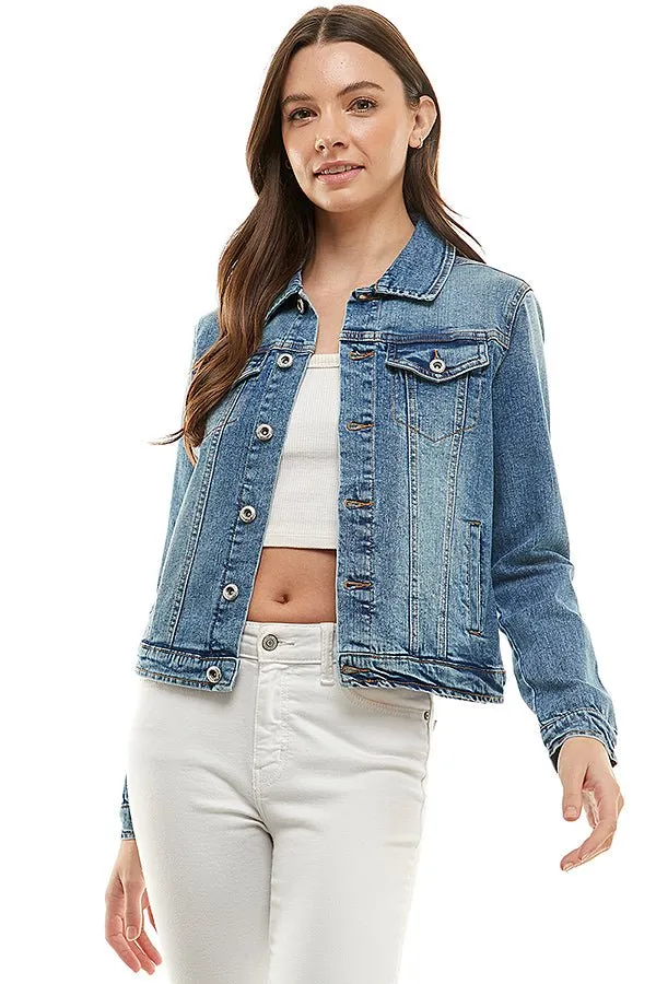 Casual Comfort Solid Denim Jacket