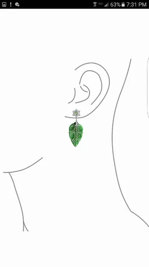 Certified Natural Jadeite Emerald A Jade HandCarved Pair of Leaf Jade Earrings with Gift Box