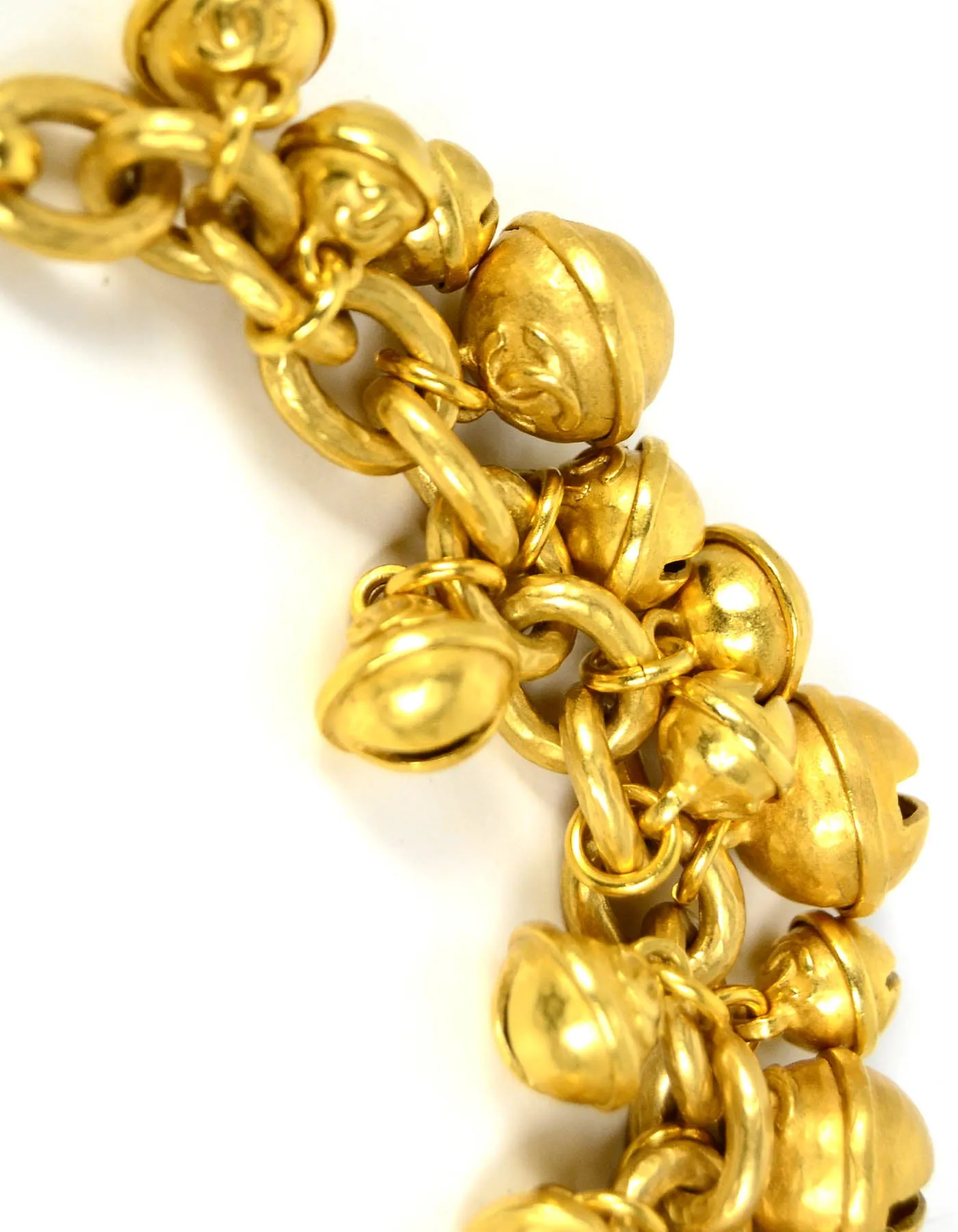 Chanel 1995 Iconic Vintage Gold CC Bell Charm Bracelet