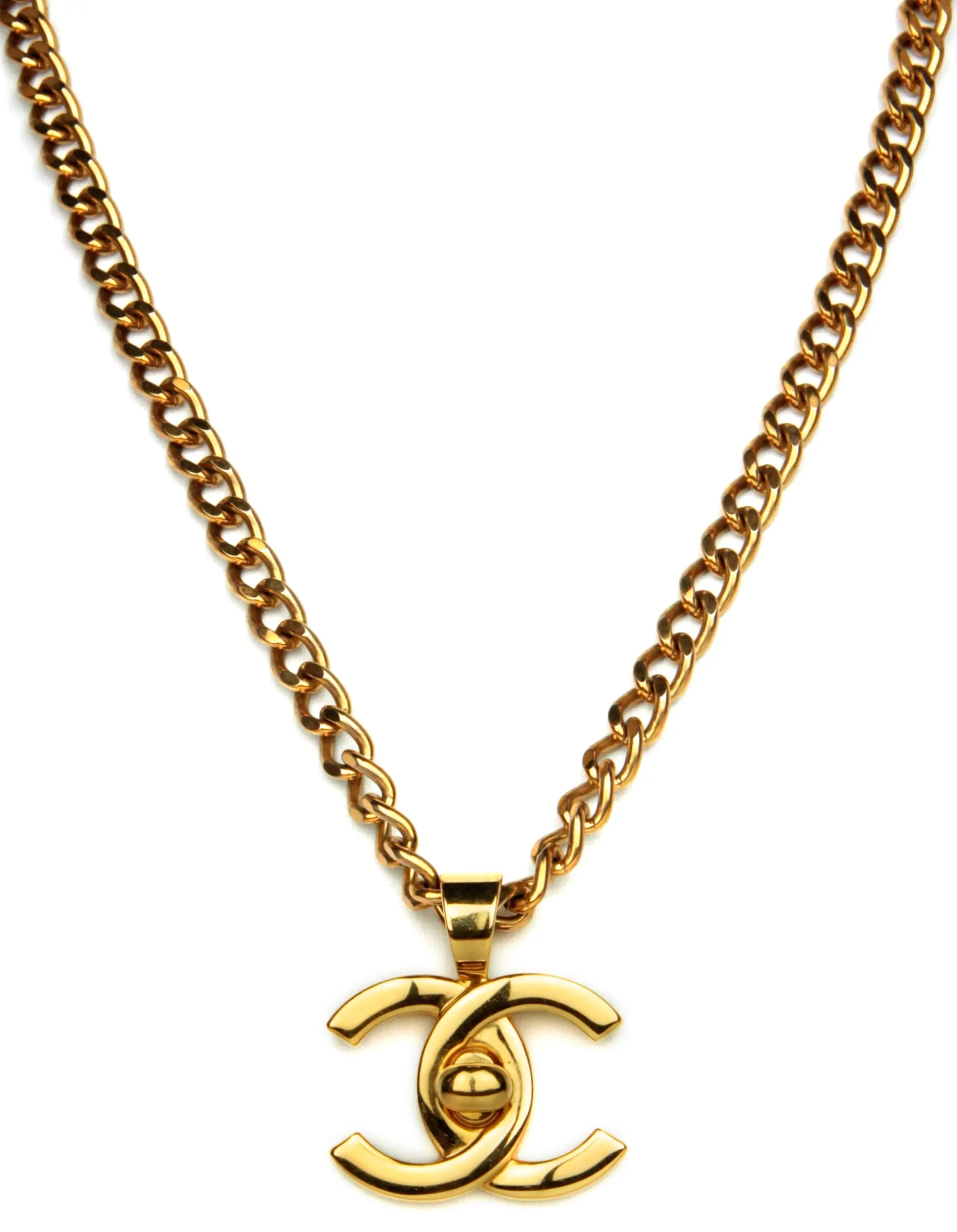 Chanel '90s Vintage Goldtone CC Twistlock 22" Necklace