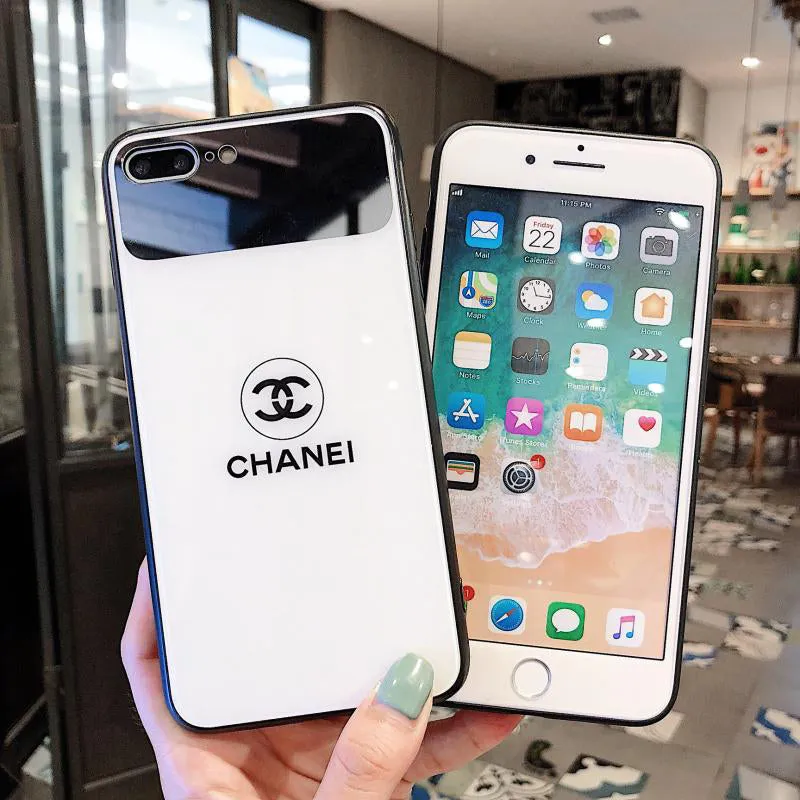 Chanel Icon Phone Case for iPhone6/6S, 6/6S PLUS, 7/8, 7/8plus, X/XS, XR, XS MAX Stylish Chic Mirror Full Protection Anti-falling white