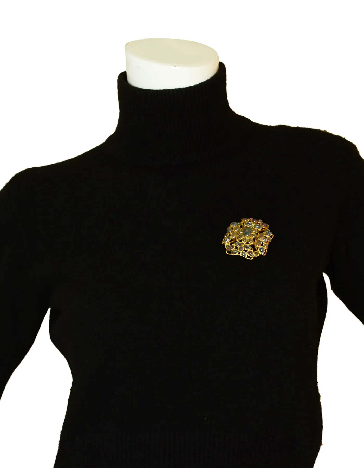 Chanel Vintage '90s Light Blue Gripoix Brooch
