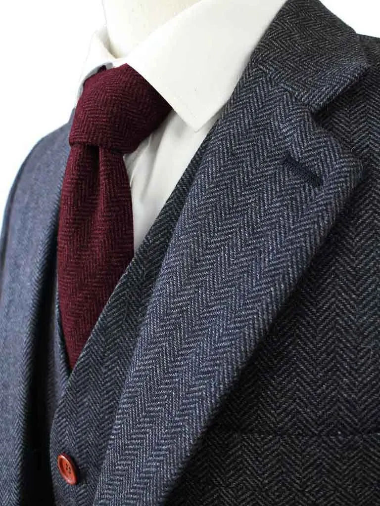CHARCOAL HERRINGBONE TWEED 3 PIECE SUIT