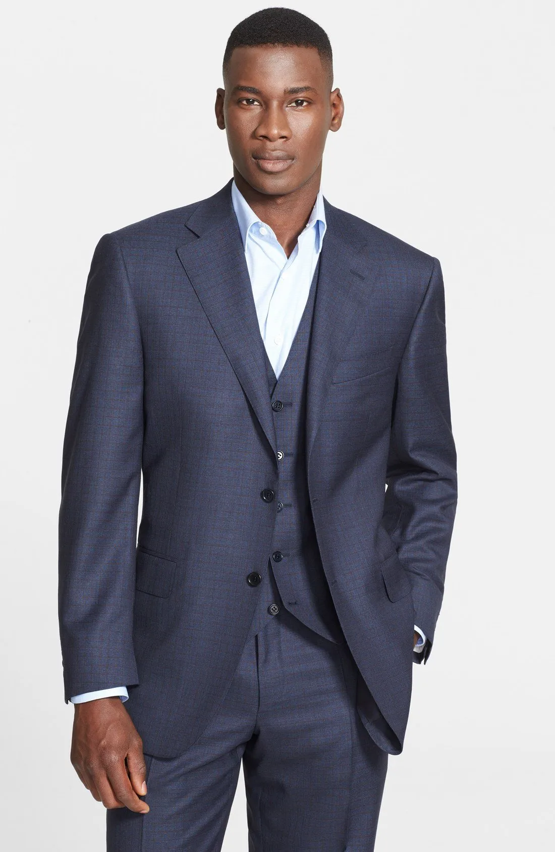 Classic Fit Three-Piece Check Suit
